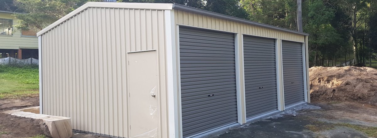 triple garage sheds